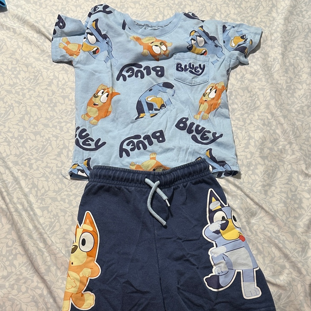 Bluey Short Sleeve Shirt & Shorts Set - Blue and Navy
